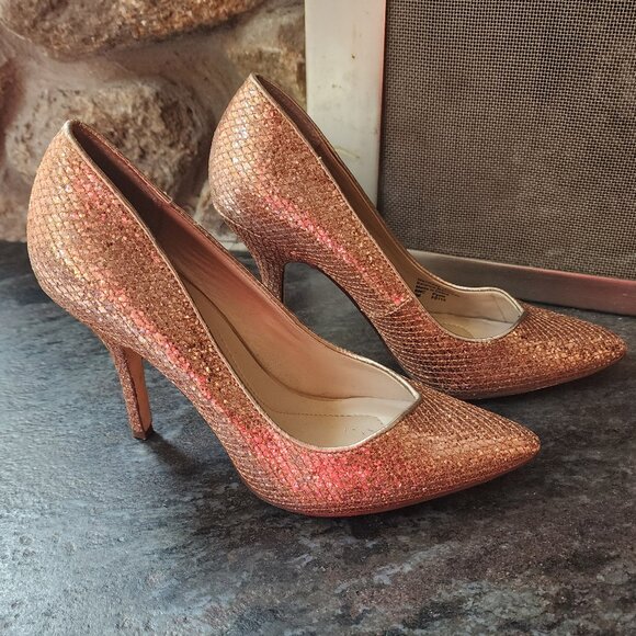 Style & Co. Champagne Pink "Pyxie" Glitter High Heels Size 6M - Picture 9 of 15
